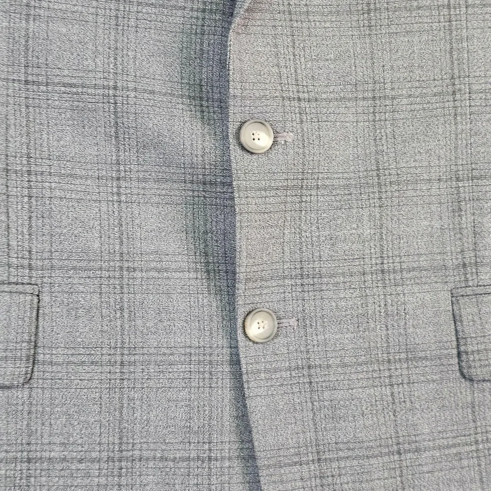 Jos. A. Bank Suit Jacket Mens 46R Gray Plaid Wool Blend Traveler Slim Fit